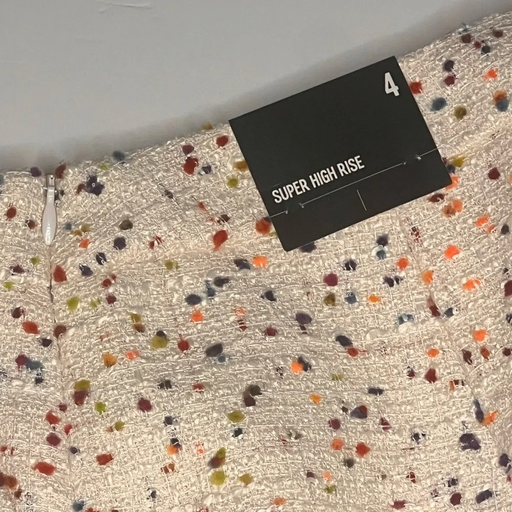 Express Cream Tweed Skirt with Colorful Accents - Picture 3 of 8